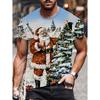 Summer Men's Fashionable Short Sleeved Casual Loose Comfortable Daily 3D Digital Color Printed Round Neck Top T-shirt