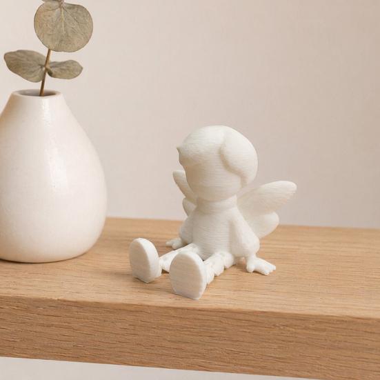 Angel Figurine with Articulated Legs, 3D Printed Guardian Angel Statue, Sitting Angel Desk Decoration for Home Office Shelf