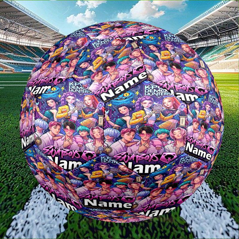 Custom Name Personalized Kpop Demon Hunter Print Size 5 Soccer Ball Training & Match Football, for Team, Kicking, Gift for Football Enthusiasts