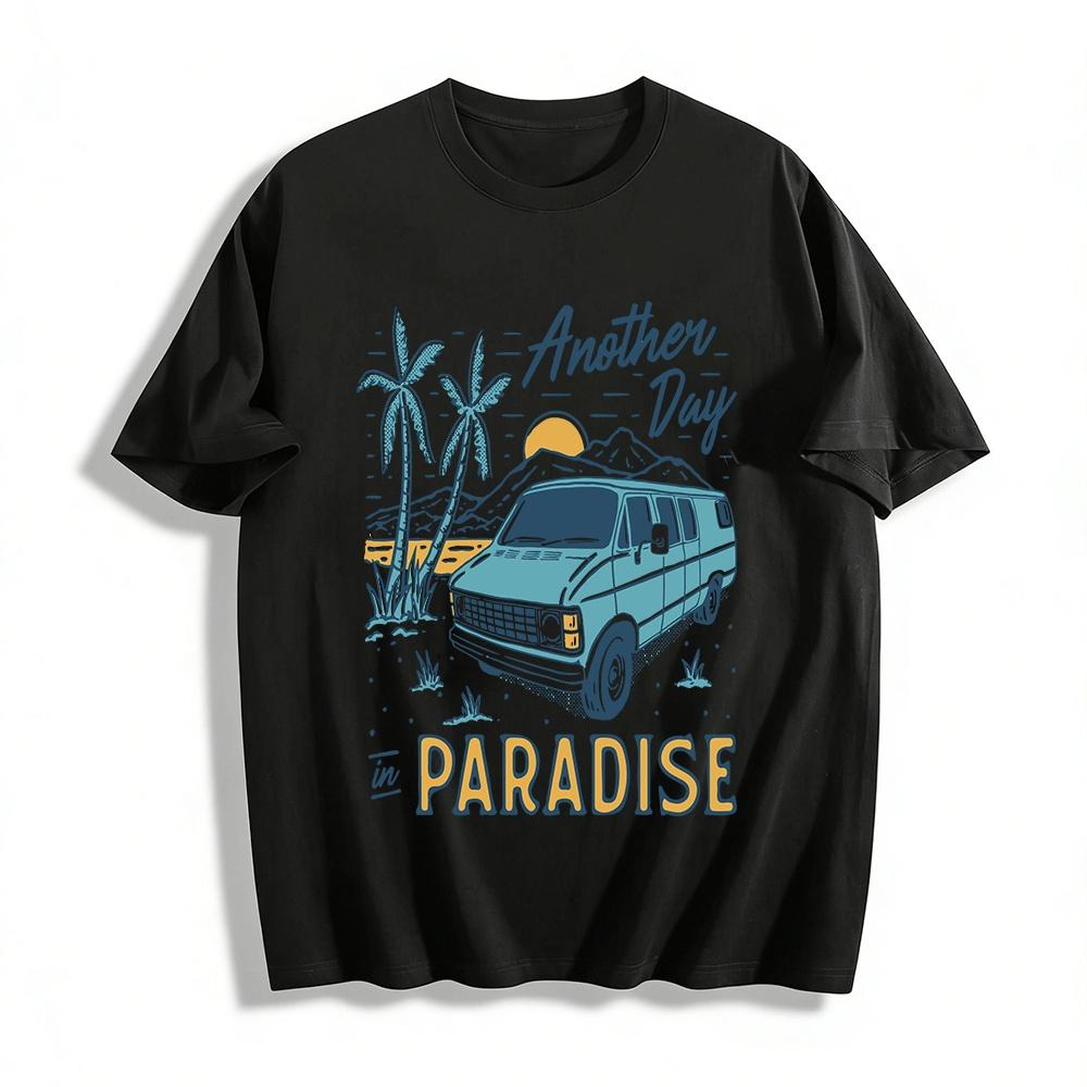 Another Day In Paradise Retro Van Tropical Vacation Graphic Tee Pure cotton T-shirt XXS
