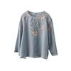 Summer new cotton and linen embroidered blouse long-sleeved women's light and thin loose casual large-size cotton and linen top