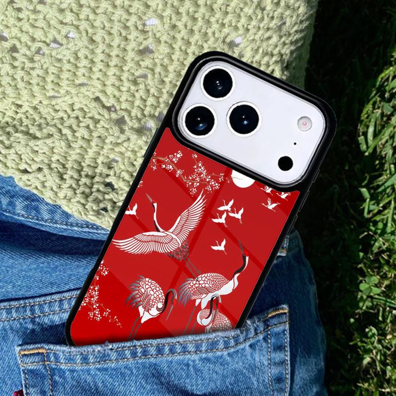 Red-crowned Crane Bird Phone Case For iPhone 17 AIR 16 Pro Max 15 14 Pro 11 12 13 Shockproof Silicone Cover