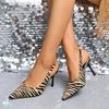 Bold and Stylish Pattern Women's High Heel Sandals Casual Slip-On with  Heels 2025 Spring Sexy Slingbacks Ladies Shoes