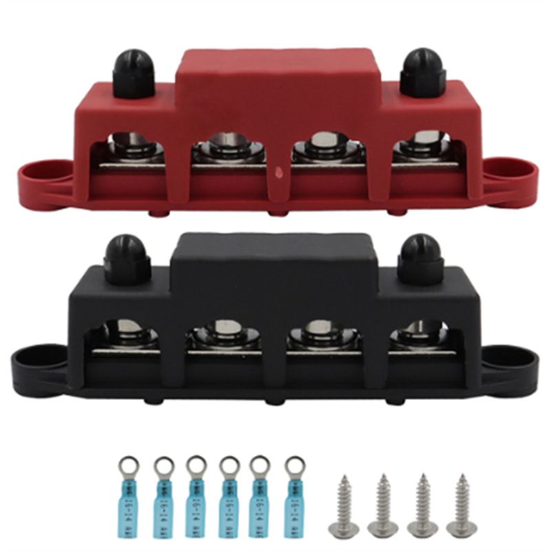 M8 Busbar Box Board 250A 4 Terminals Current Busbar Cable Box Power Box Spare Parts Parts Suitable For RV Yacht Car As Shown M8