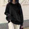 Women's Solid Color Crew Neck Pullover Sweater Loose Lazy Fit Long Sleeve Knit Top Fall Versatile Casual Knitwear