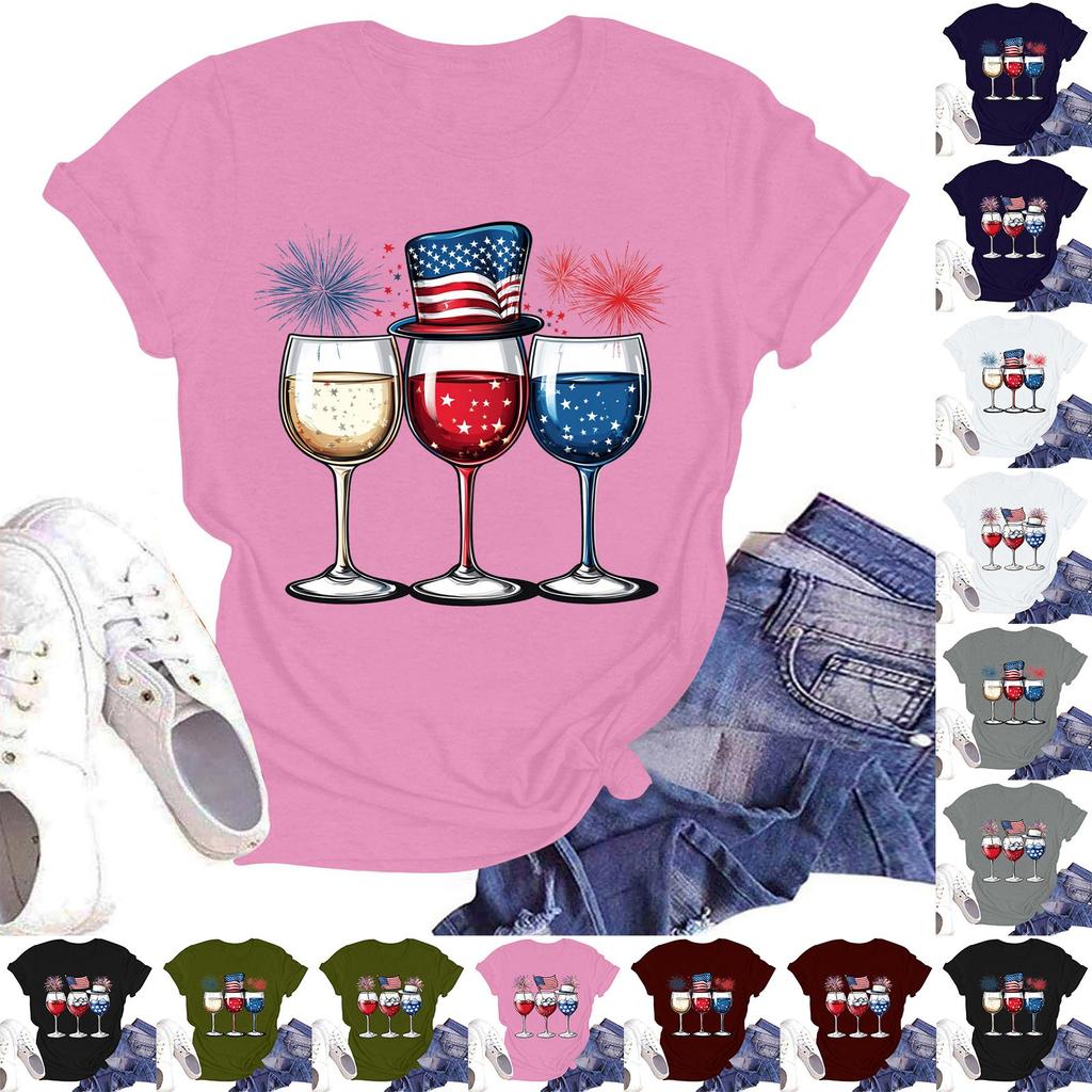 Women's Fashion Plus Size Vintage LA Print Casual Short-Sleeved Top