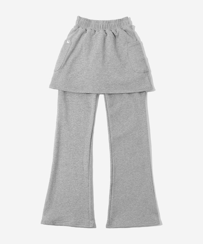 KIJIKO Ke611-Bootcut Skirt Pants Melange Gray