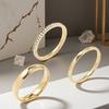 Korean version of new rust steel full diamond smooth plain ring rhombus fashion women's three-piece ring batch