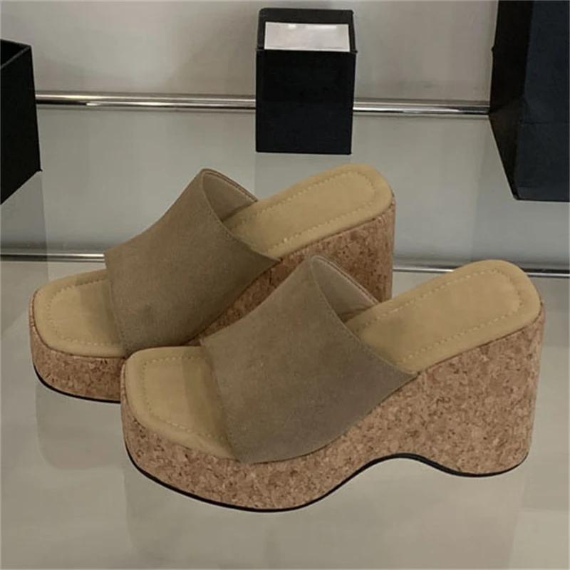 

Fashion Eilyken New Summer Fashion Peep Toe Solid Platform Wedges Slippers Woman Thick Slides Shoes Zapatos De Mujer 35 хакі