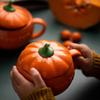 Pumpkin Cup Creative Personality Trend Water Cup Ceramic With Lid Spoon Breakfast Oatmeal Mug High Appearance Level Lovely Girl