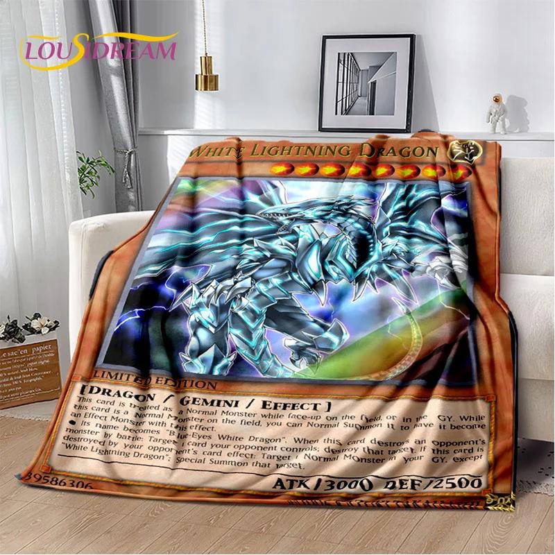 Monster Gold Card Cartoon Yu-Gi-Oh Anime Blue Eyes Dragon Game Soft Flannel Blanket for Bed Bedroom Sofa Picnic,Outdoors Leisure