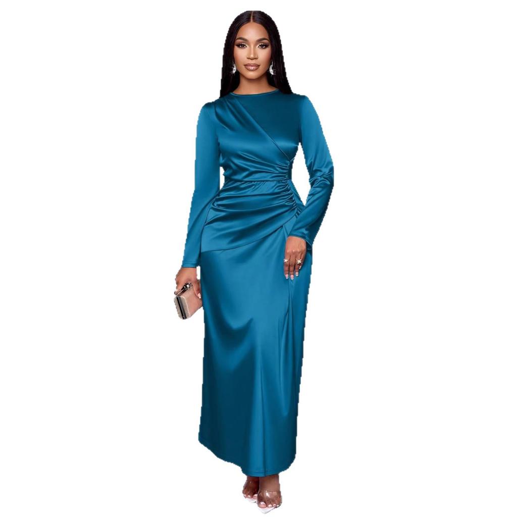 2025 Elegant Light Satin Evening Dress - European & American Style