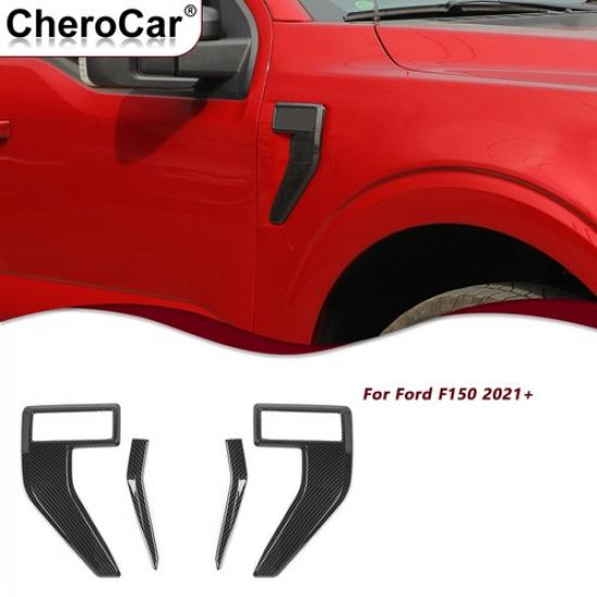 2pcs Front Fender Side Vent Cover Trim For F150 + Accessories Carbon Fiber