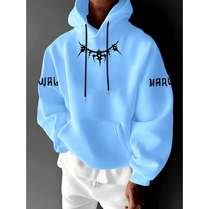 Men's Autumn/Winter Letter Print Hooded Sweatshirt Versatile Casual Loose Fit Perfect Holiday Gift