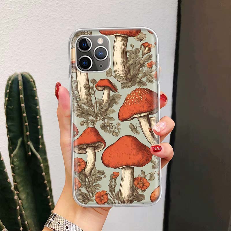 Colorful Mushroom For iPhone 17 Air 16 15 14 Plus 13 Mini 12 11 Pro Max Phone Case 16E 7 Print 8 SE Fundas Cover Soft Coque 16 1