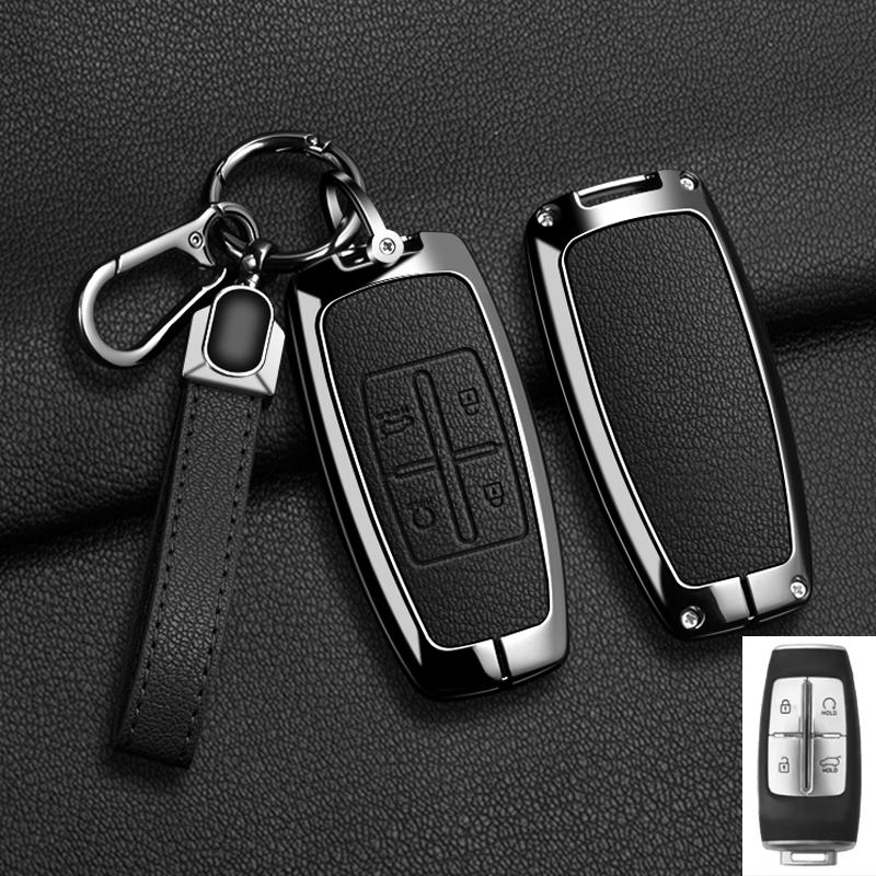כיסוי נרתיק למפתח רכב מסגסוגת אבץ ועור עבור Hyundai Genesis GV80 GV90 2022 GV70 G80 2019 2020 2021 מעטפת מחזיק שלט אביזרים