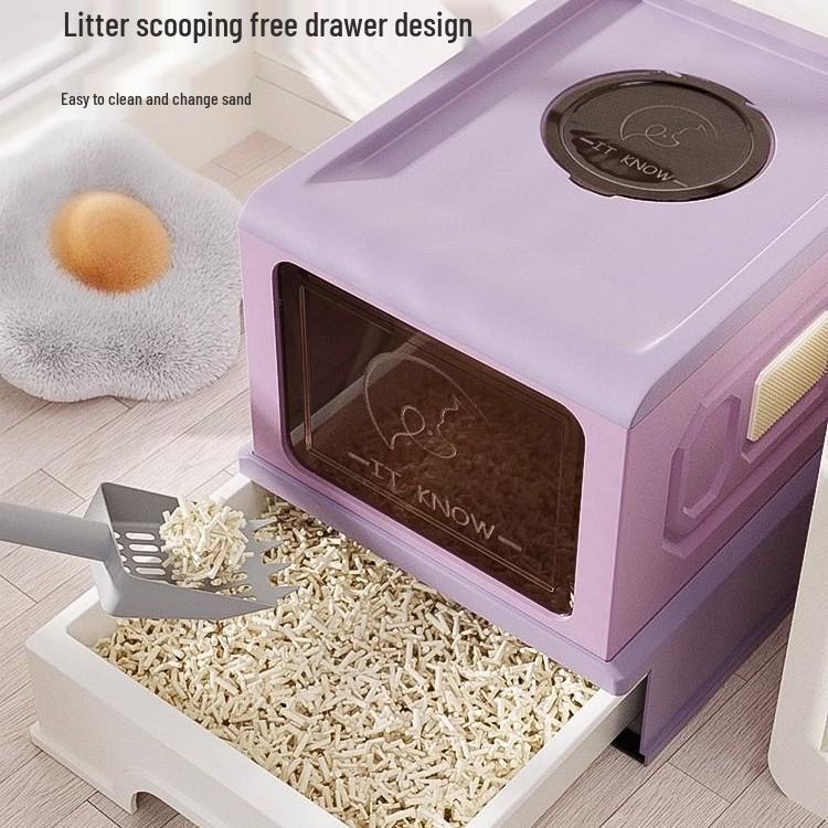 Pull-Out Cat Litter Box with Odor-Blocking Drawer and Full Enclosure