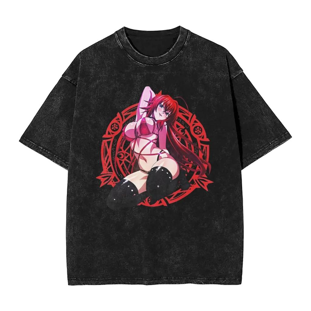 High School DxD Rias Gremory Anime Graphic Unisex Heavy Cotton Vintage Black Streetwear T-Shirt