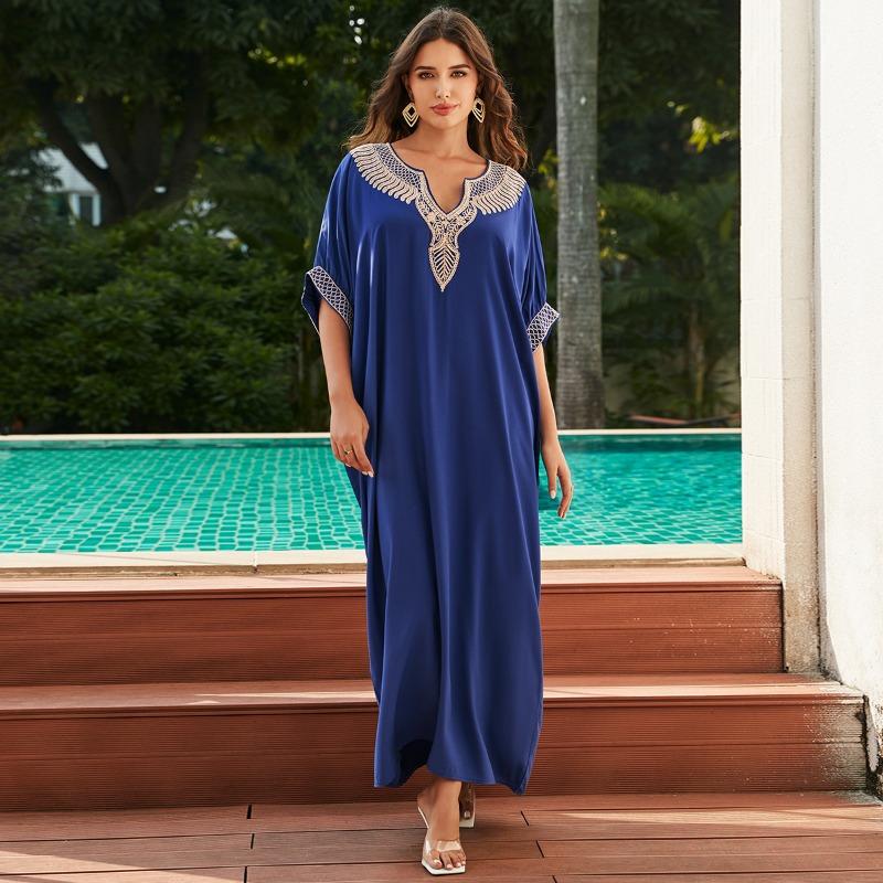 

Женская мода лето весна рукава 1/2 V-образный вырез свободная талия повседневные платья Size: One Size