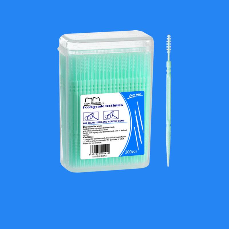 200 Pcs /box Double-ended Disposable Dental Floss Toothbrush Toothpick Oral Hygiene Care Family Boxed Portable Set