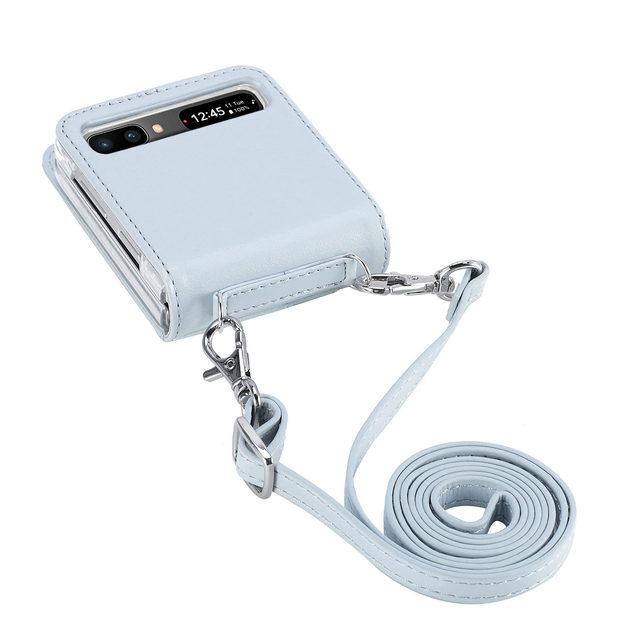 Leather Wallet Phone Strap Case For Samsung Galaxy Z Flip 3 Flip4 Flip 4 Flip3 5g Flip Card Pocket Non -Fingerprint Cover Fundas