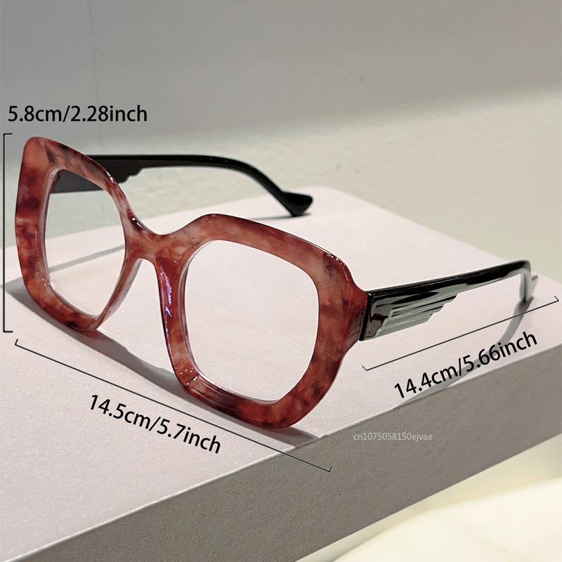 Leopard Print Anti Blue Light Glasses Splicing Color Cat Eye Large Frame Cat Eye Flat Mirror Oversized Trendy Retro Glasses