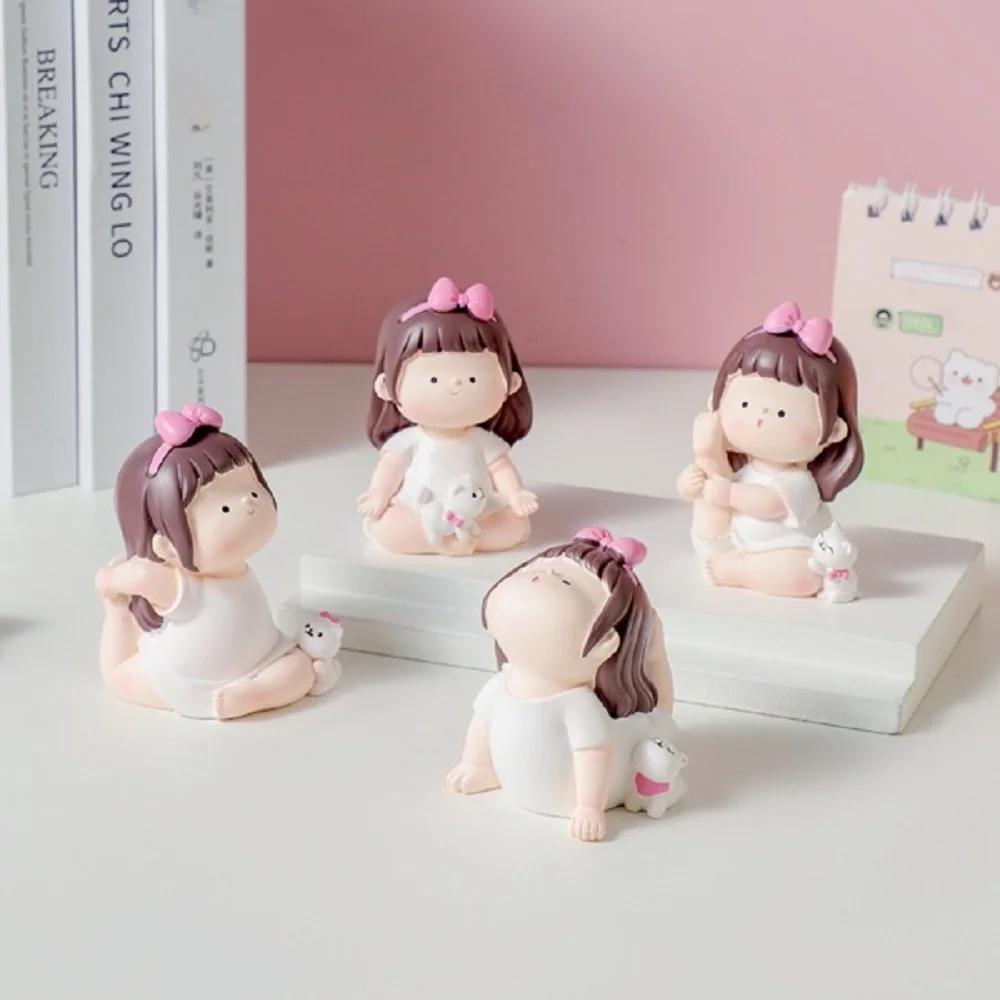 Cartoon Cute Yoga Little Cute Girl Sports Girl Car Ornament Birthday Cake Baking Decorations Student Gifts