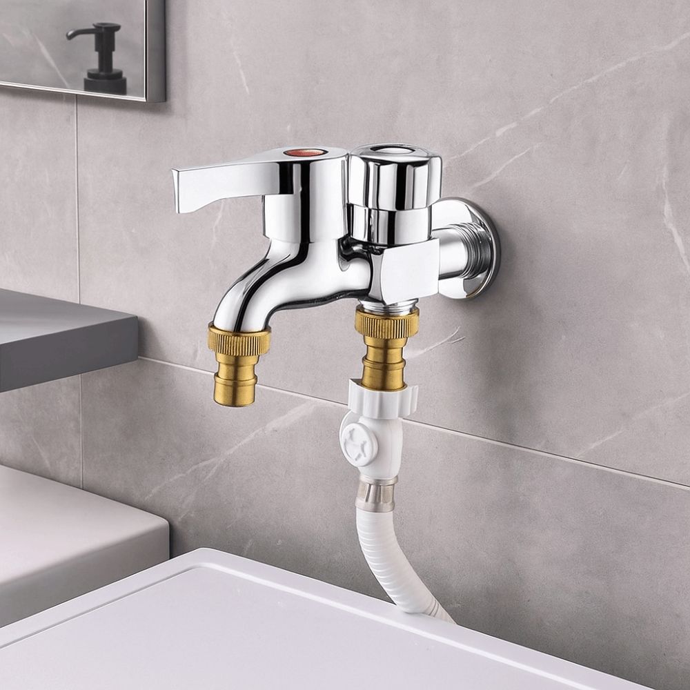 Copper Core Washing Machine Faucet Stainless Steel Thickened Double Outlet Faucet Single-coupled Triple Outlet Adapter