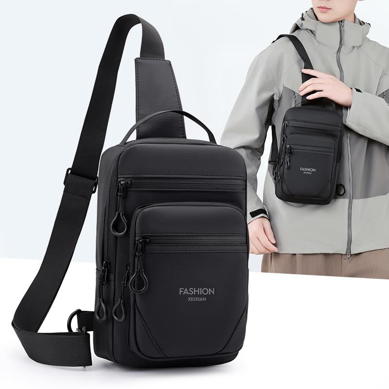Large Capacity Waterproof Waist Bag for Men – Wear-Resistant Oxford Crossbody Chest Pack with Anti-Theft Design