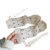 Polka Dot Wool Socks Medium Tube Women'S Socks Thickened Cashmere Thermal Stacking Socks White Versatile Double Needle Stockings