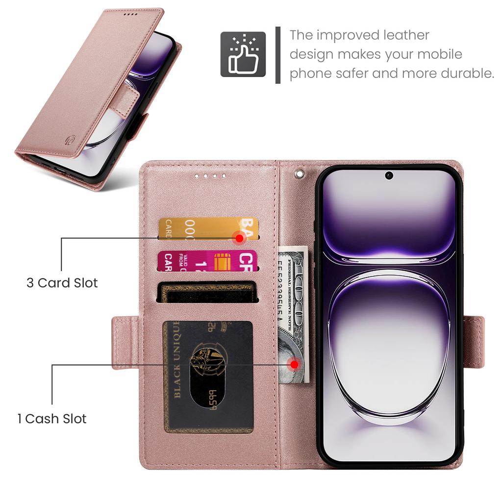 DF-010 For Oppo Reno12 5G (Global) Wallet Phone Case Stand PU Leather Flip Cover