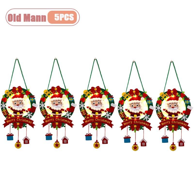 Handgemachter Kinder DIY Weihnachts-Kranz Leuchtende LED-beleuchtete Feiertagsdekoration Weihnachtsbaumschmuck Geschenk Klassenzimmer Weihnachts-Bastelarbeit