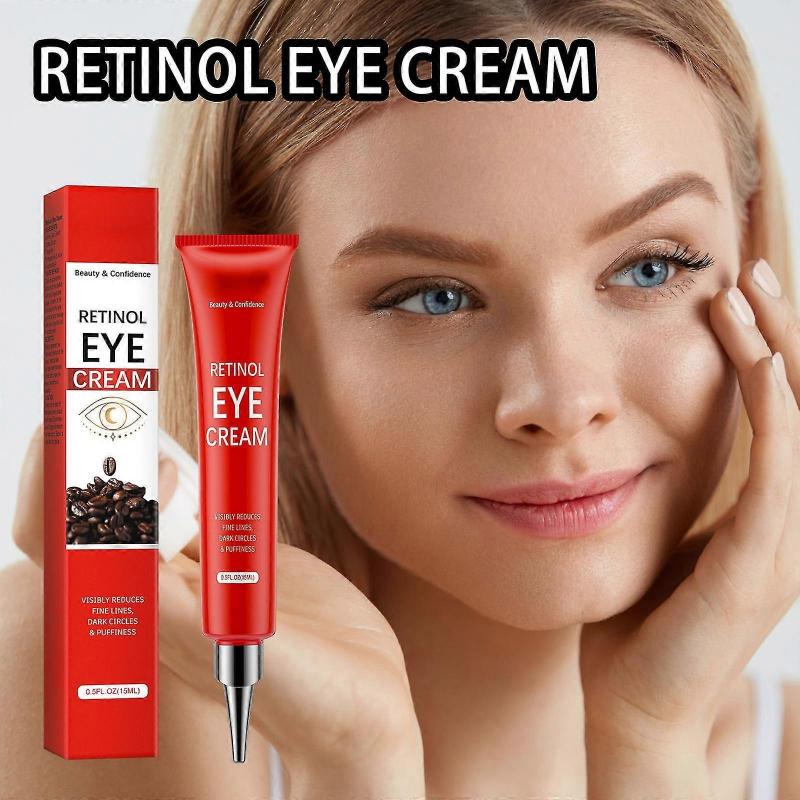 Retinol Koffein Ögonkräm, Ögonkräm för Mörka Ringar och Svullnad, Anti-Aging Ögonkräm, Minska Fina Linjer