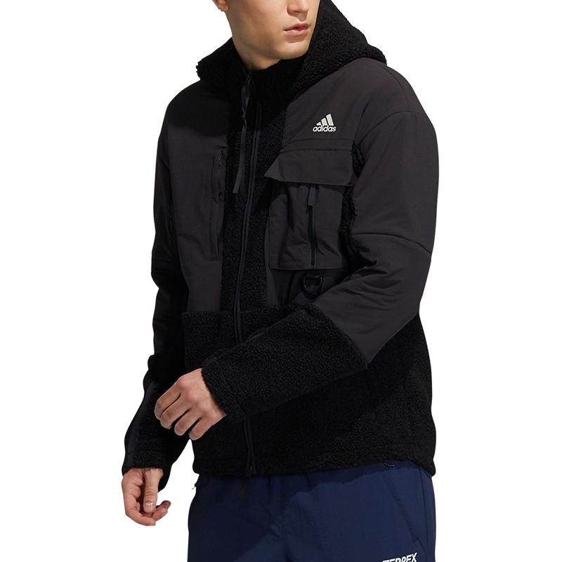 Adidas Sports Lifestyle Series Hooded Warm Zipper Casual Jacket Men Jackets Black H13792