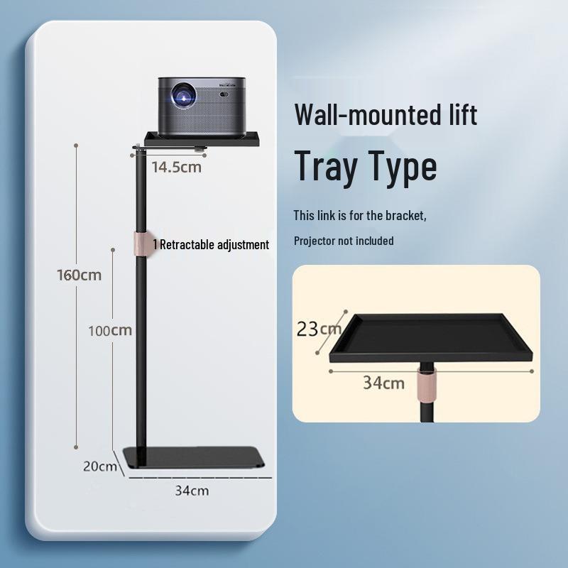 Dual-Use Projector and Phone Stand with Telescopic Adjustment, Punch-Free Tray for Home or Office.