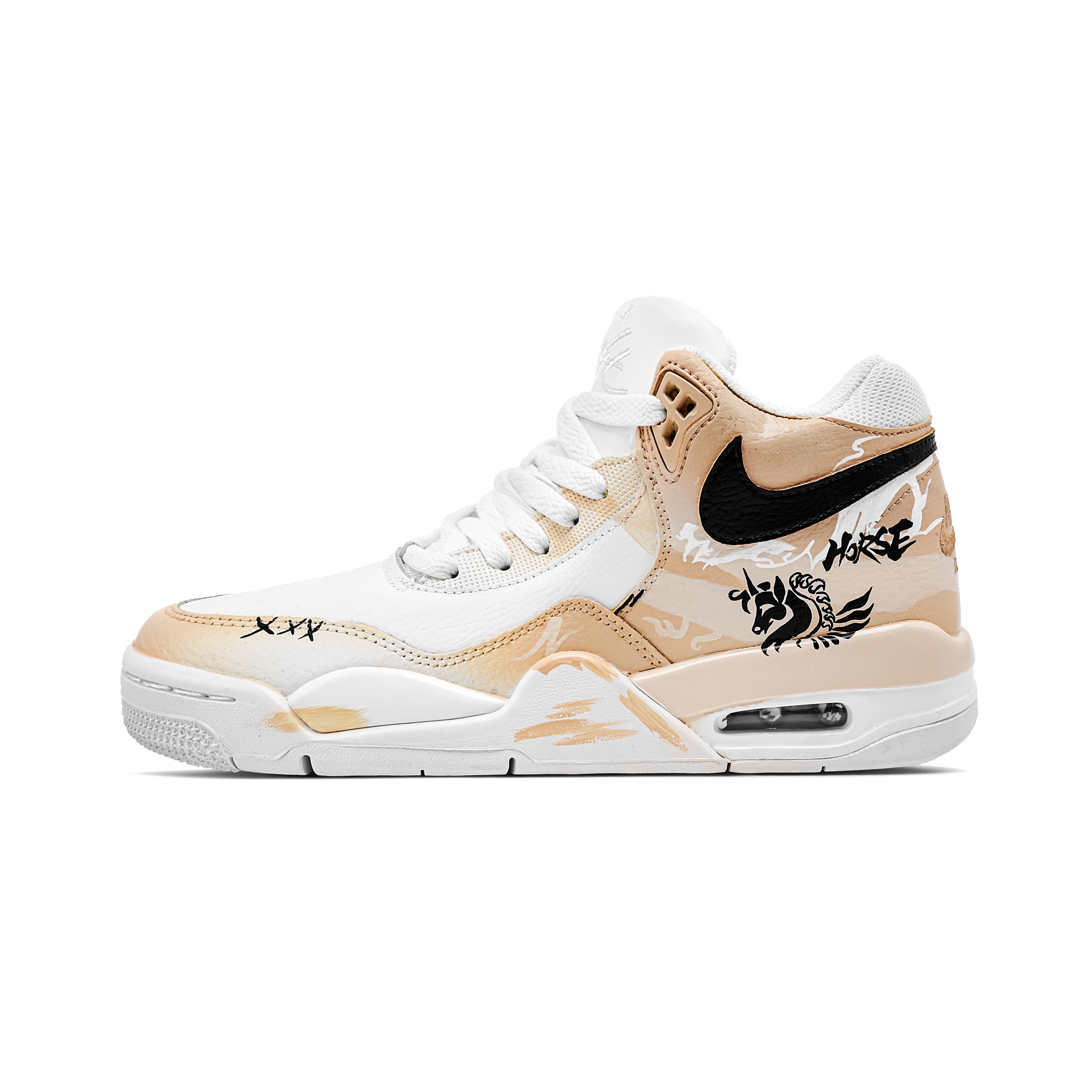 

Nike Flight Legacy Pegasus Leather Abrasion Resistant Mid top Vintage Basketball Shoes Men s Ecru BQ4212-101(Team1068-) 41