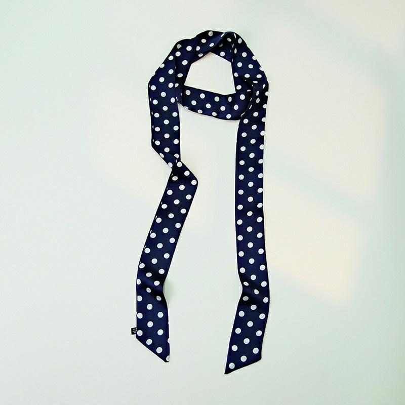 French black and white polka dot thin and narrow strip necklace tie neck high-end hanging neck fashion high-end silk scarf temperament necklace