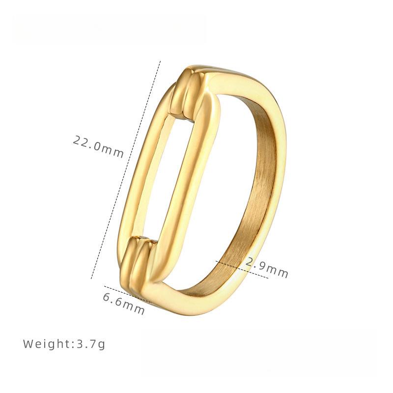 Geometric Smooth CHCI Thin Ring Titanium Steel Fashion Ring Women's Personality Hollow Jewelry
