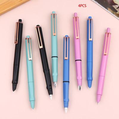Hot Sale Retractable Press Type Fountain Pen Color Pen Body Notched Ink Pen Calligraphy Practice Exchangeable Ink Writing Pen