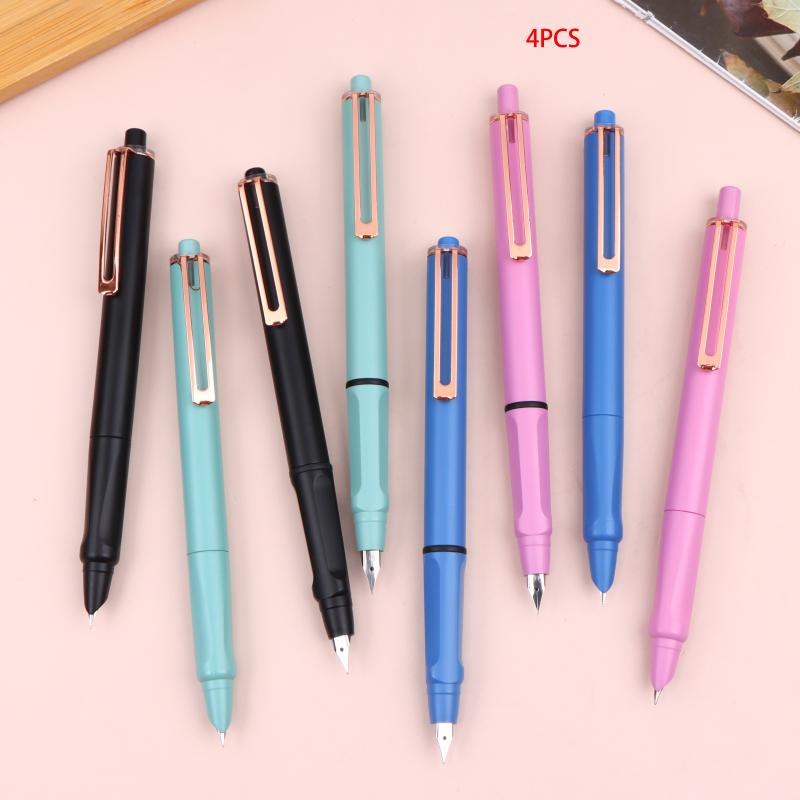 New New Retractable Press Type Fountain Pen Color Pen Body Notched Ink Pen Calligraphy Practice Exchangeable Ink Writing Pen