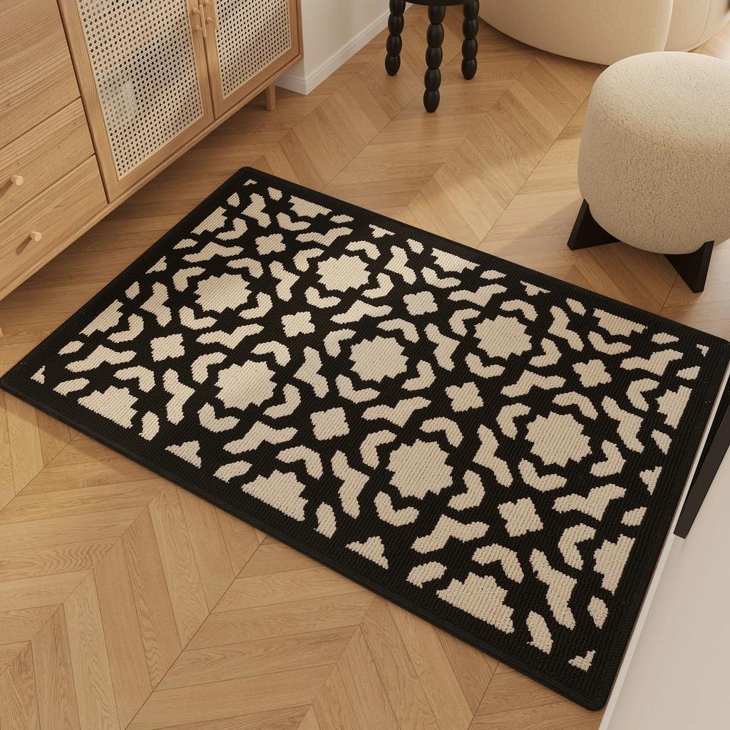 Entrance Carpet Anti-slip Waterproof Wear-resistant Floor Mat Retro Geometric Lines Rug Living Room Home Decoration Door Mats