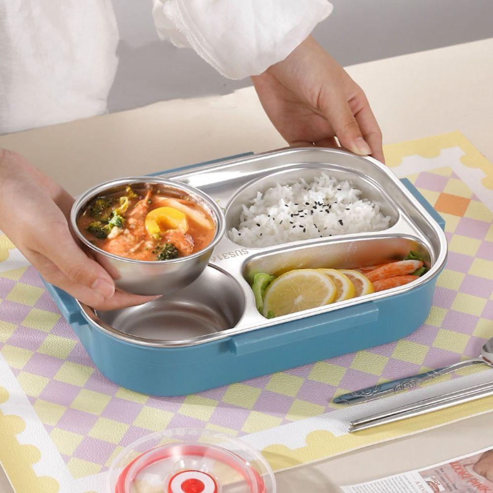 Large Capacity 304 Stainless Steel Lunch Box Sealed Divided Food Storage Container School