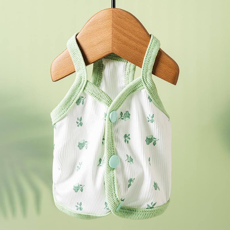 Cute pet clothing spring and summer thin breathable small floral suspenders into kitten bipods dog cat clothes