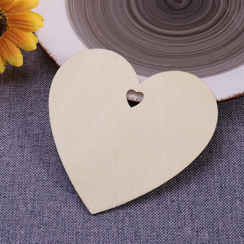 50/100pcs 100mm Wooden Love Heart Christmas Ornaments Blank Slice for DIY Craft Making, Painting, Christmas Decorations