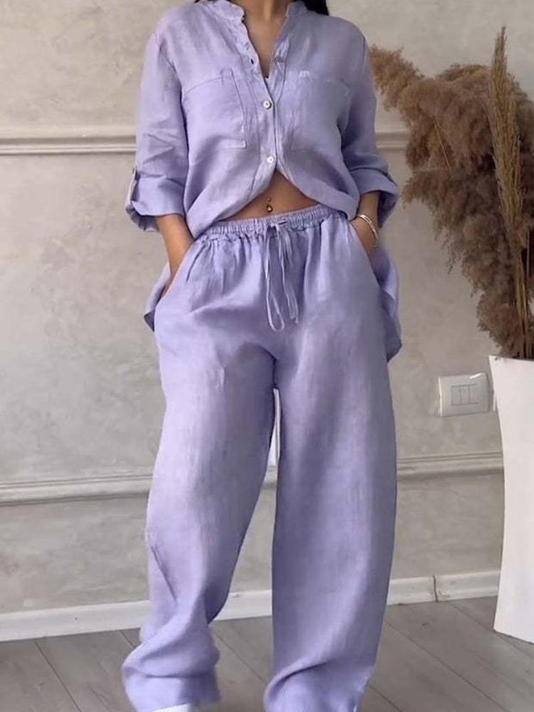 Zweiteilige Sets für Damen, Kordelzug, Hose mit weitem Bein, Langarmshirts, 2-teiliges Set