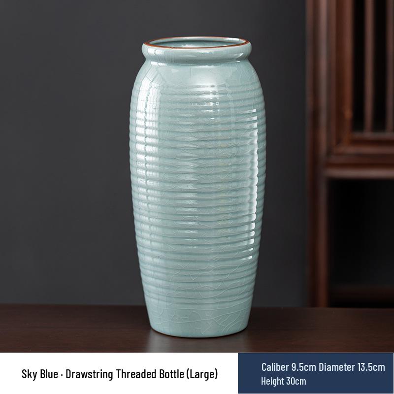 Vaso in Ceramica di Alta Gamma Ge Kiln Retrò per Fiori Freschi, Idroponica e Bambù