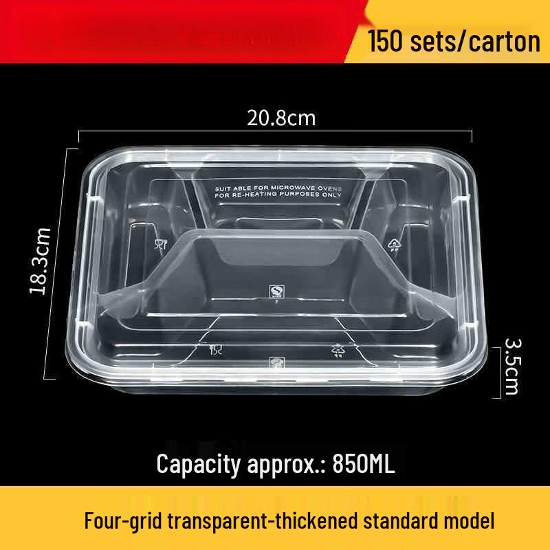 Plastic Transparent Multi-Compartment Meal Prep Boxes