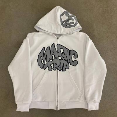 Casual Coat Unisex Fashion Cardigan Jacket Y2K Hip Hop Hoodie Men's Street Apparel Skull Pattern Zip Up Sweatshirt