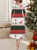 Nuovo Vestito Casual Moda Donna Autunno Inverno 2025 Stampa Fantasia Fiocco di Neve 3D Manica Lunga Scollo a V Linea ad A Vestiti Regalo di Natale