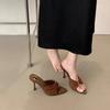 Fashion 2025Summer Woman Slippers Fashion Open Toe Thin High Heels Shoes Street Style Stripper Party Slides Zapatos De Mujer